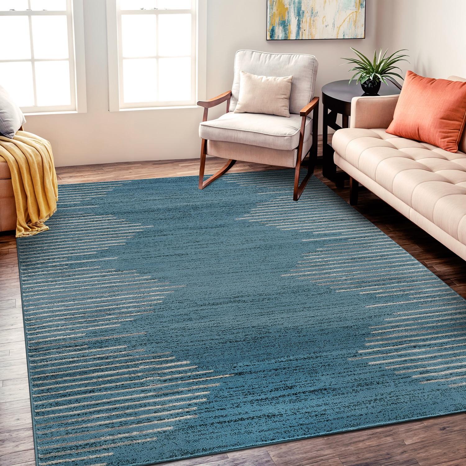 World Rug Gallery Bohemian Stripe Indoor Area Rug - BLUE 7'10"x10'