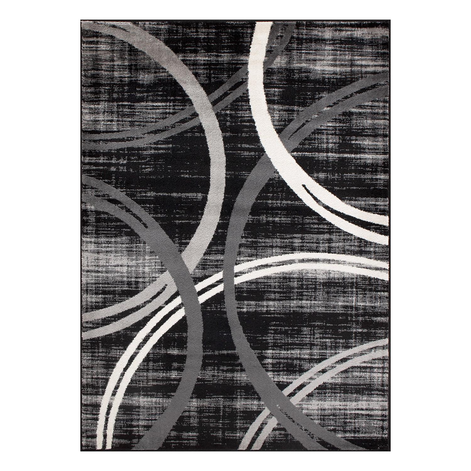World Rug Gallery Contemporary Abstract Circles Design 2'x3' Black Area Rug