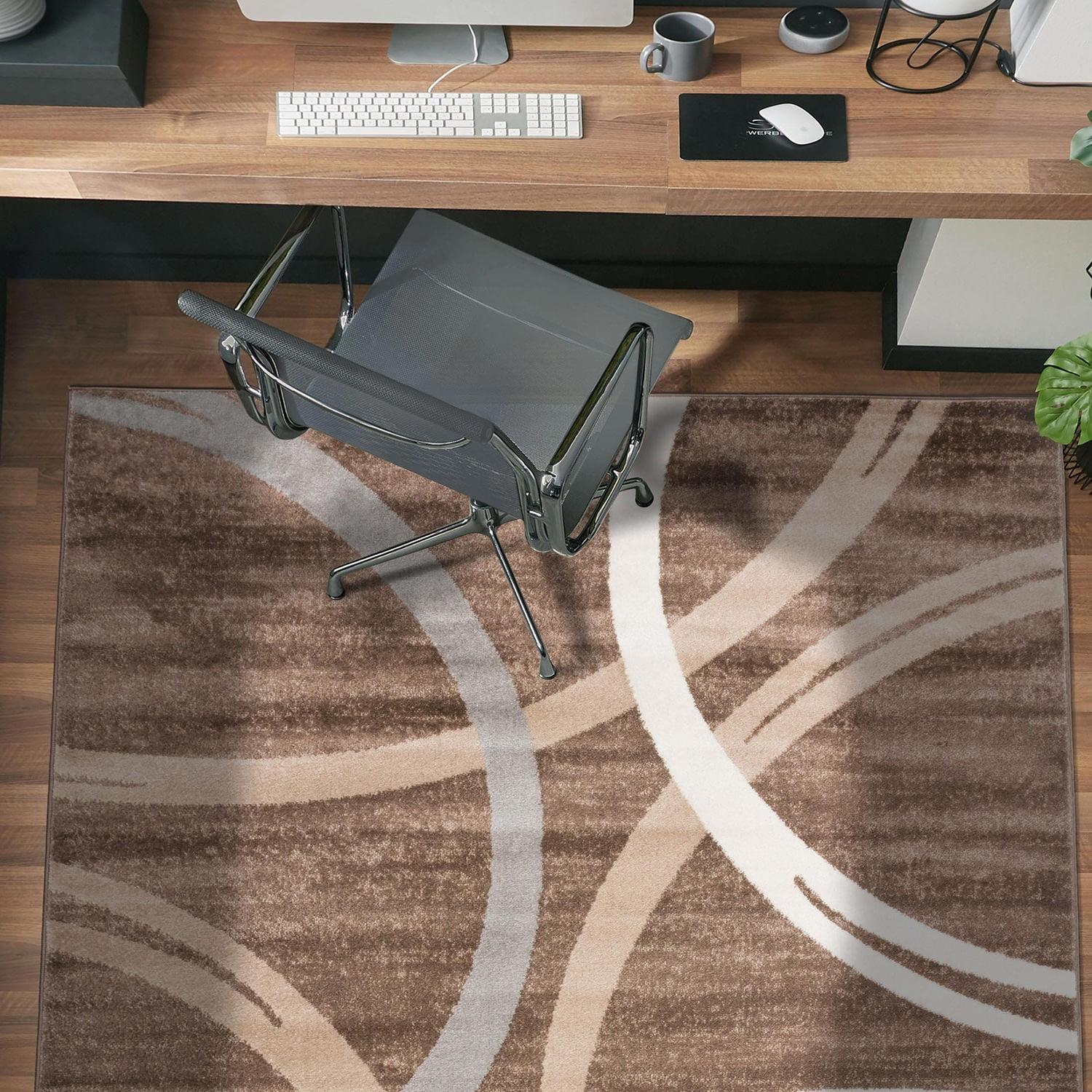 World Rug Gallery Contemporary Abstract Circles Design Brown 7'10" x 10'2" Area Rug