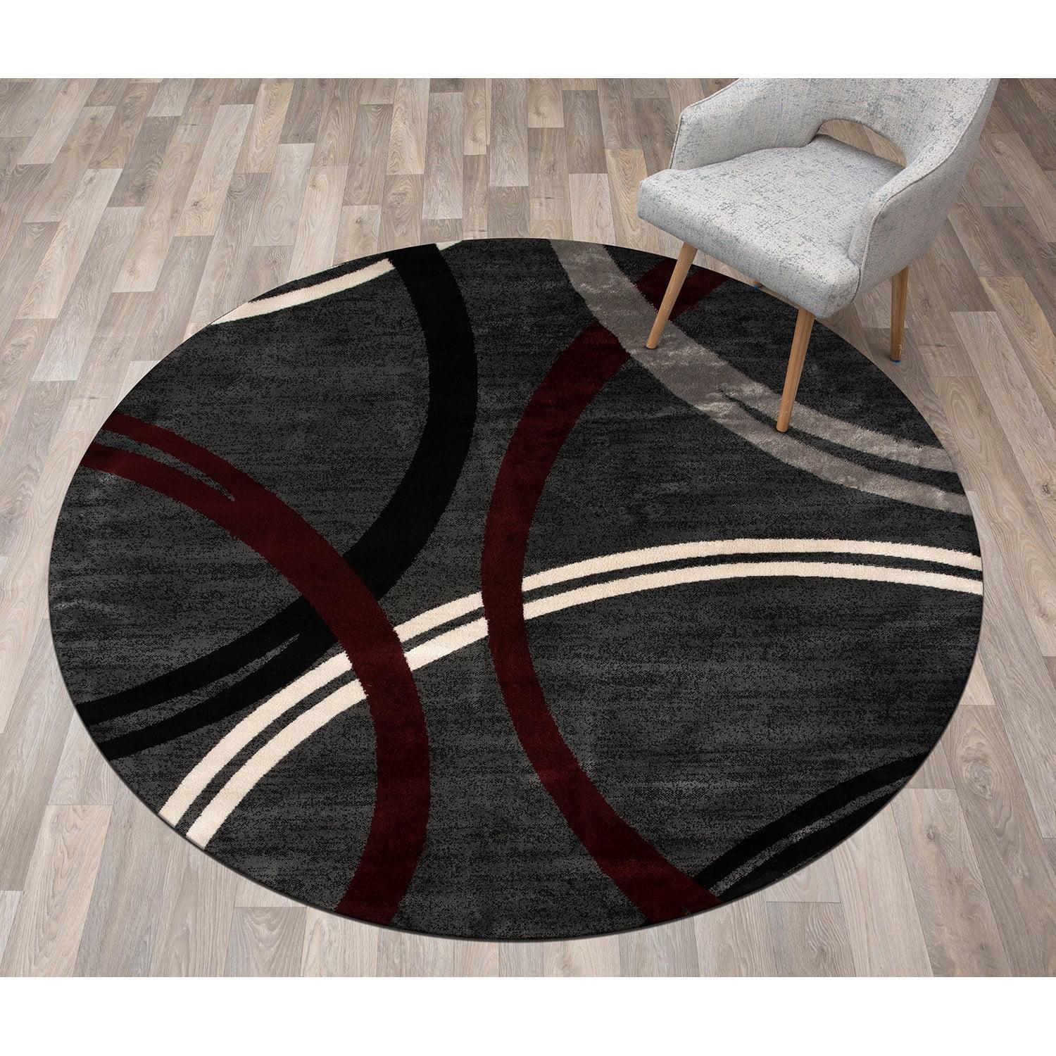 World Rug Gallery Contemporary Abstract Circles Design Red 6'6" Round Area Rug