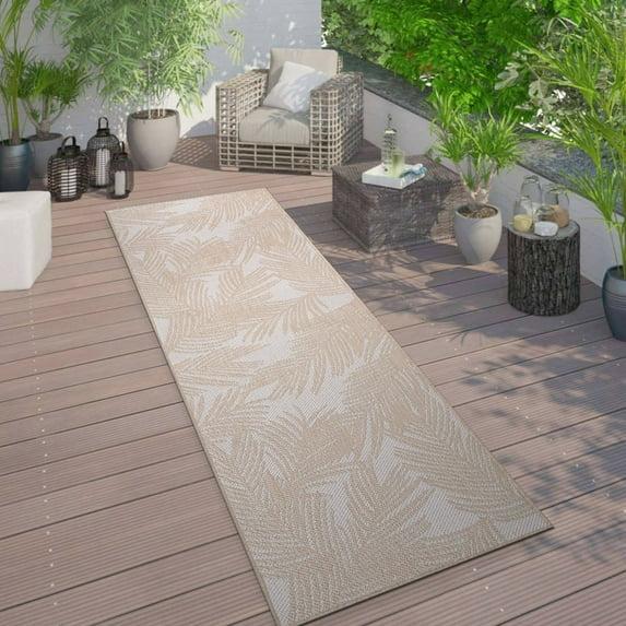World Rug Gallery Contemporary Distressed Leaves Textured Flat Weave Indoor/Outdoor Area Rug - NATURAL 2'x7'