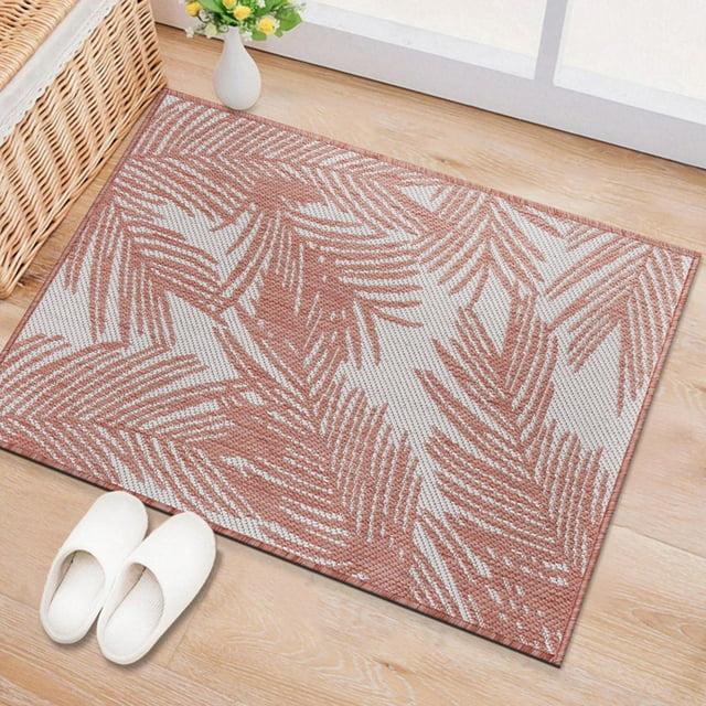 World Rug Gallery Contemporary Distressed Leaves Textured Flat Weave Indoor/Outdoor Area Rug - TERRA 2'x3'