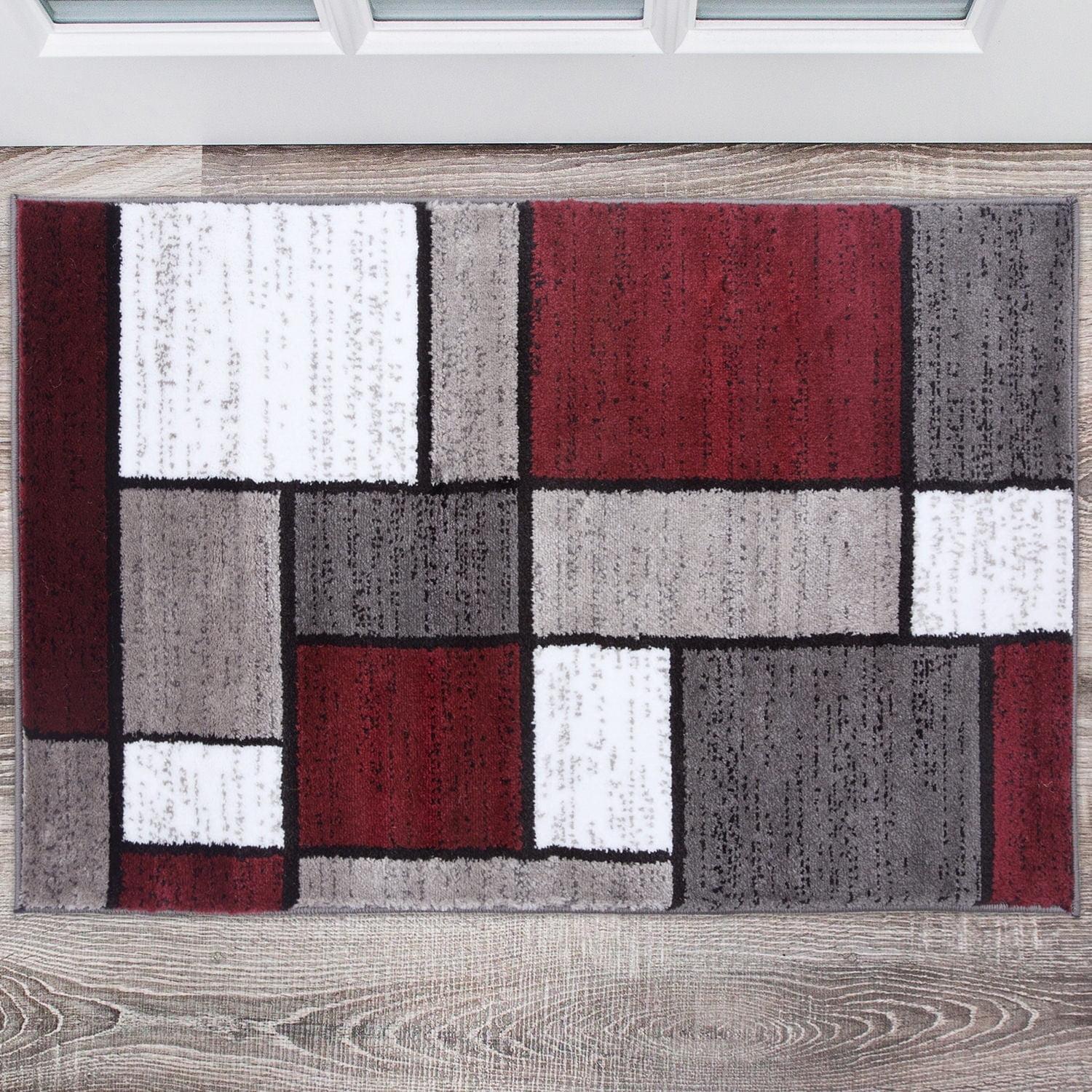 World Rug Gallery Contemporary Modern Boxed Color Block Red 2'x3' Area Rug