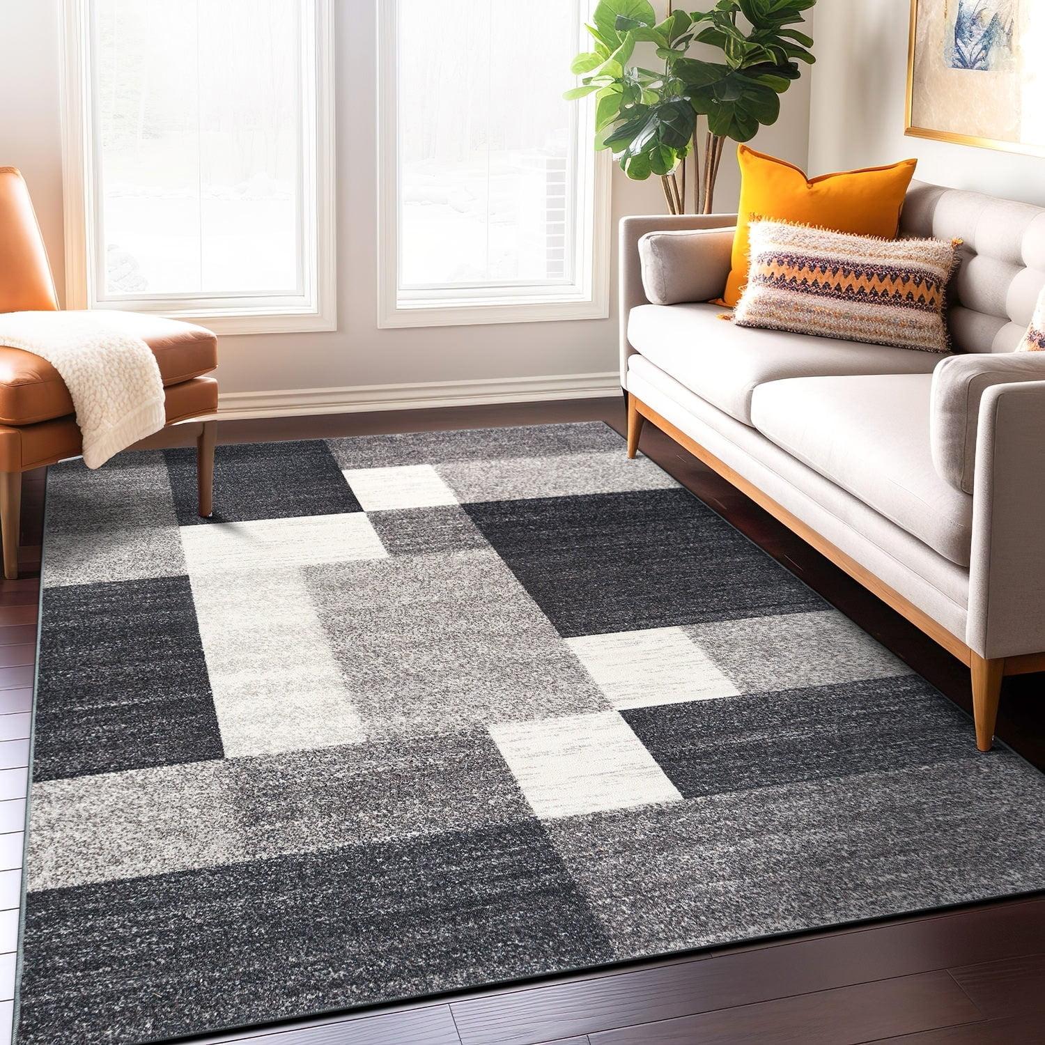 World Rug Gallery Modern Boxes Design Non-slip (Non-skid) Area Rug