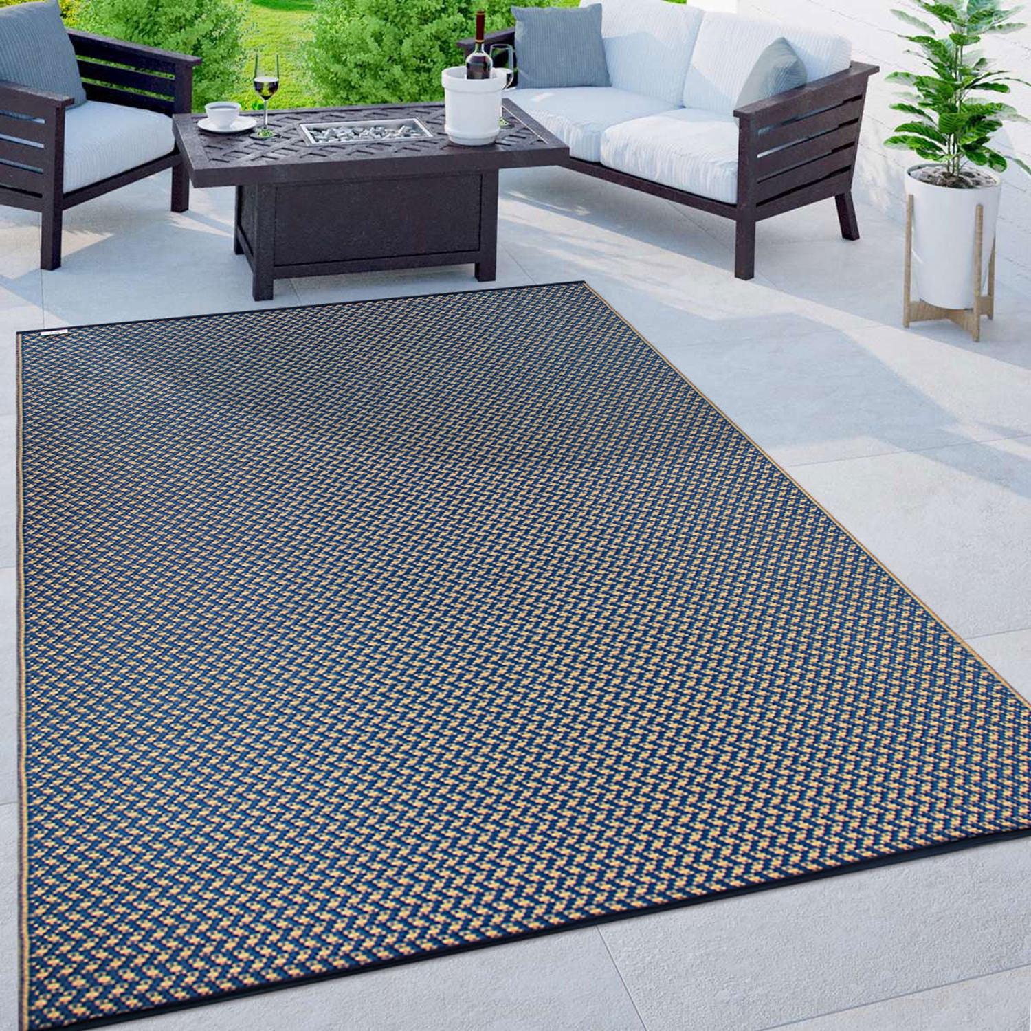 World Rug Gallery Contemporay Solid Reversible Plastic Indoor and Outdoor Rugs - NAVY 3'x5'