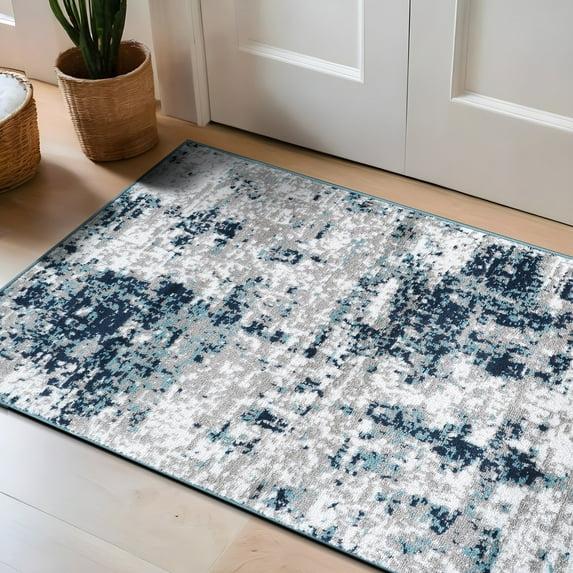 World Rug Gallery Distressed Abstract Area Rug - Blue 2'7"x4'