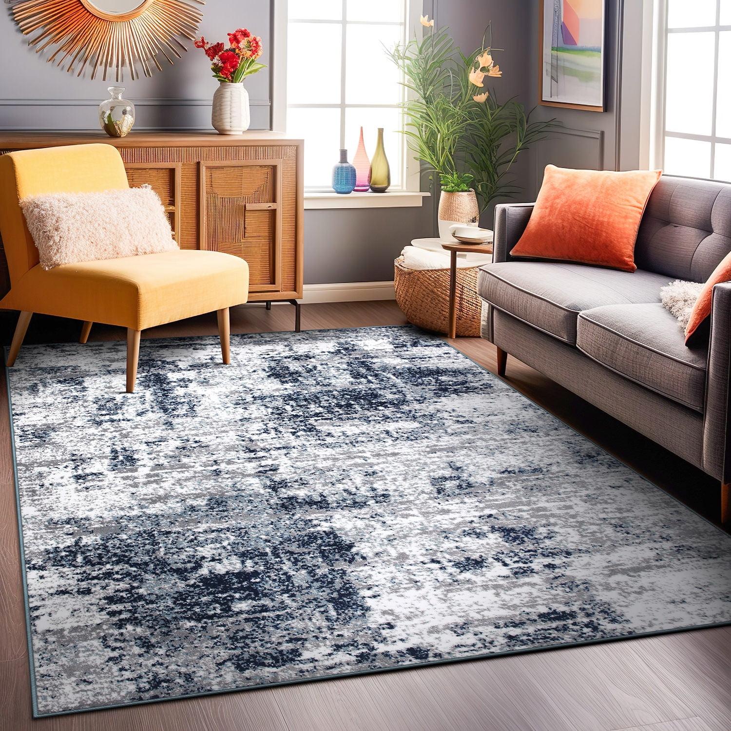 World Rug Gallery Distressed Abstract Blue 3'3" x 5' Area Rug