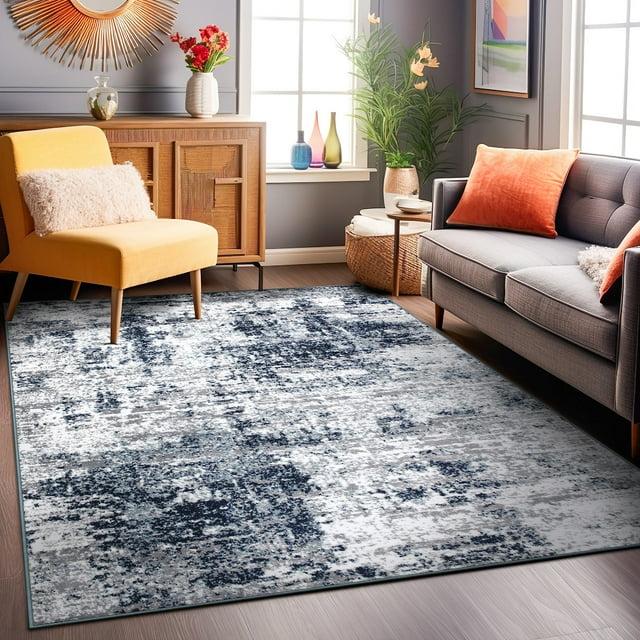 World Rug Gallery Distressed Abstract Blue 3'3" x 5' Area Rug