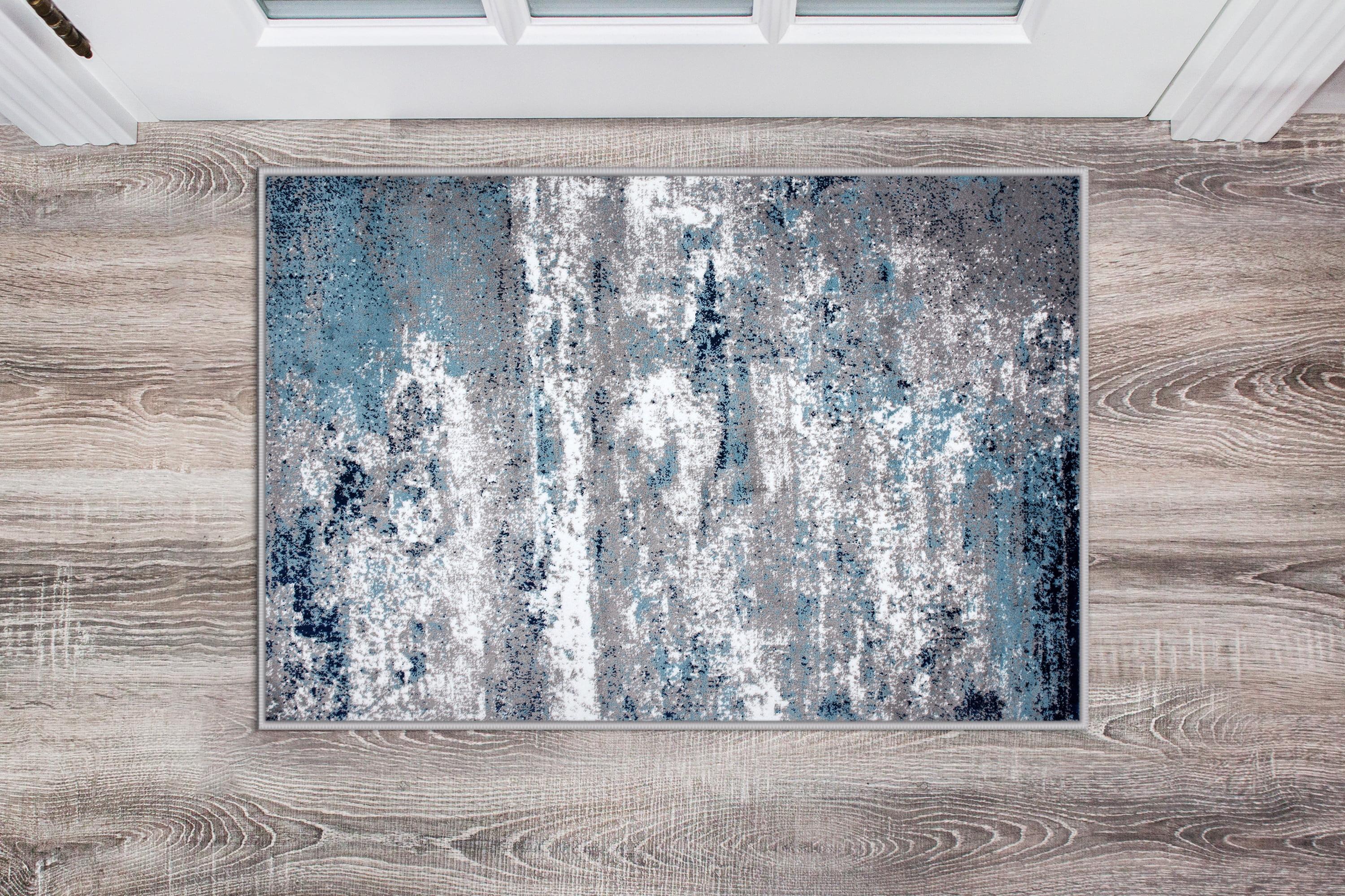 World Rug Gallery Distressed Abstract Watercolor Blue 2' x 3' Area Rug