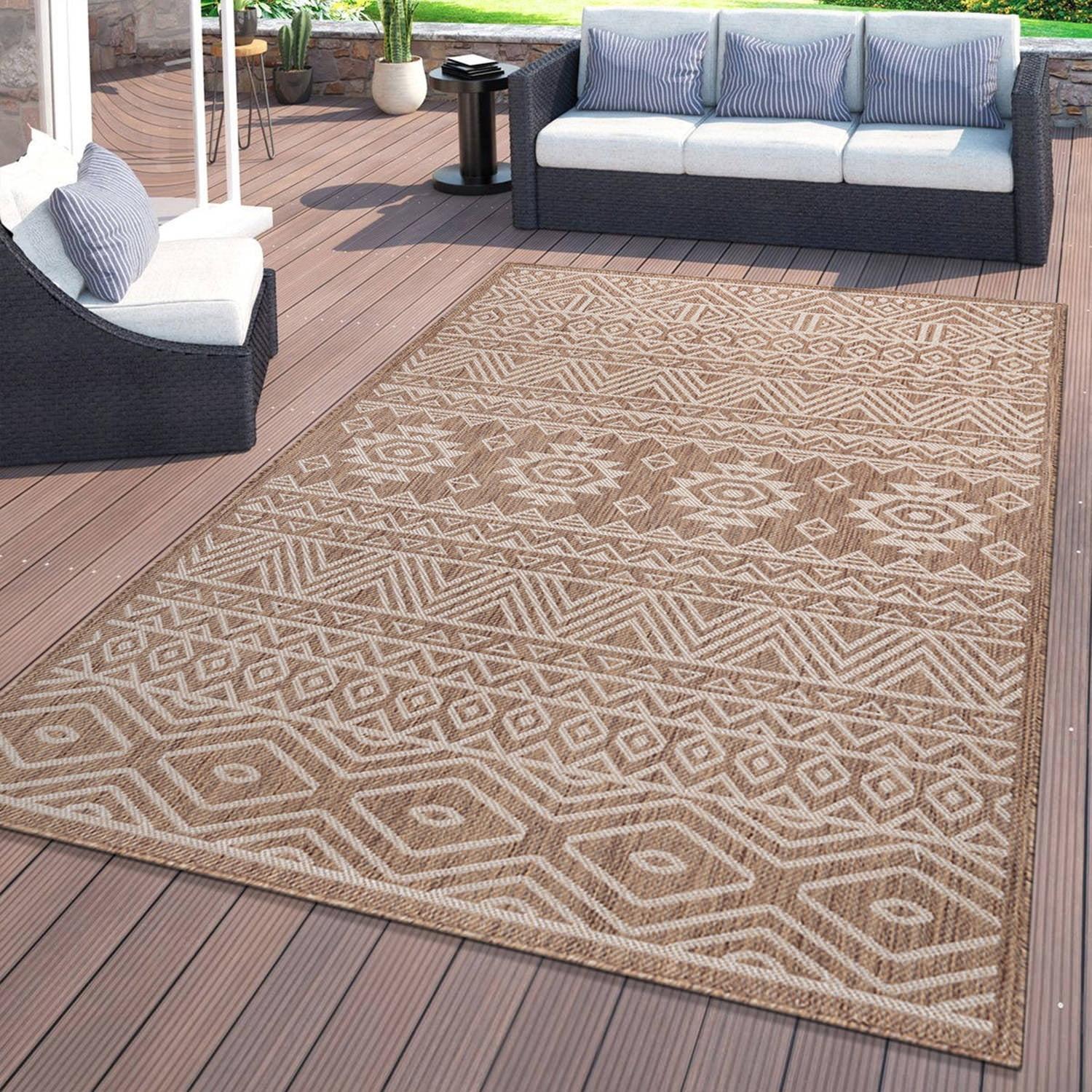 World Rug Gallery Distressed Geometric Bohemian Textured Flat Weave Indoor/Outdoor Area Rug