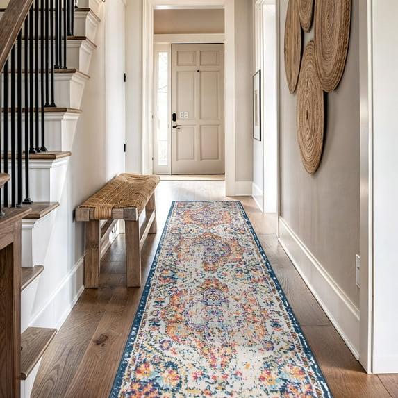 World Rug Gallery Distressed Vintage Bohemian Area Rug - Multicolored 2'7"x10'