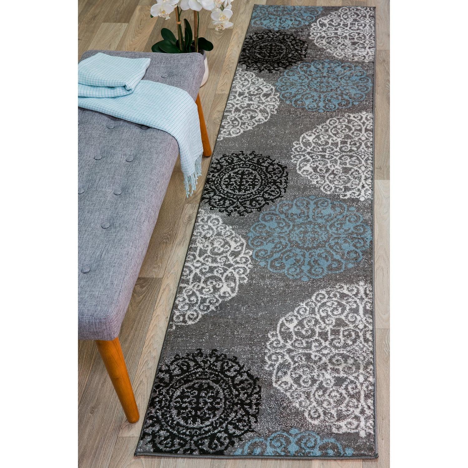 World Rug Gallery Floral Gray 2' x 10' Runner Rug