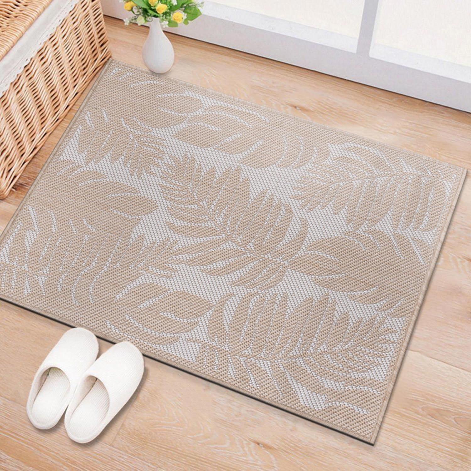World Rug Gallery Floral Leaves Textured Flat Weave Indoor/Outdoor Area Rug - NATURAL 2'x3'