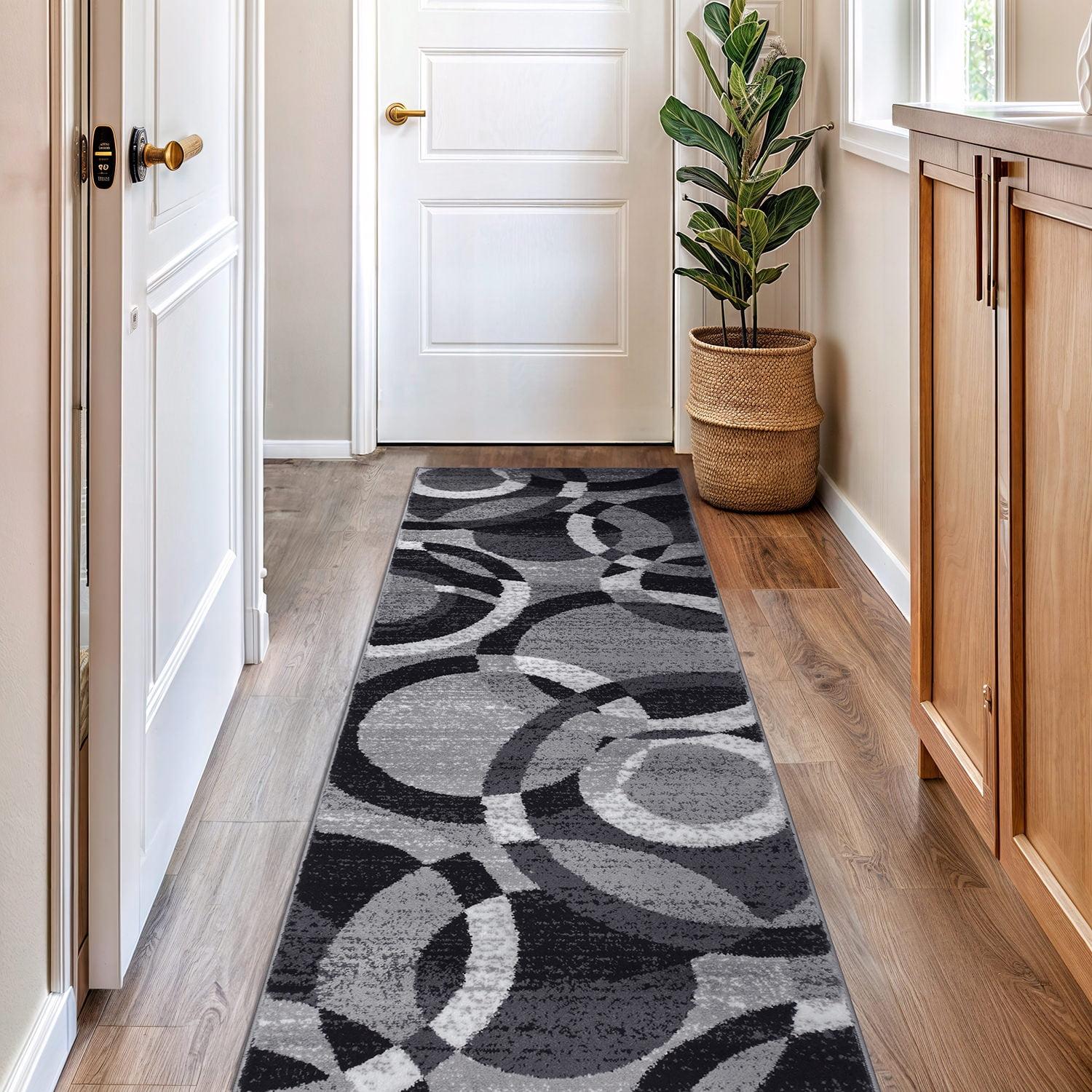 World Rug Gallery Geometric Circles Area Rug - Gray 2'7"x8'