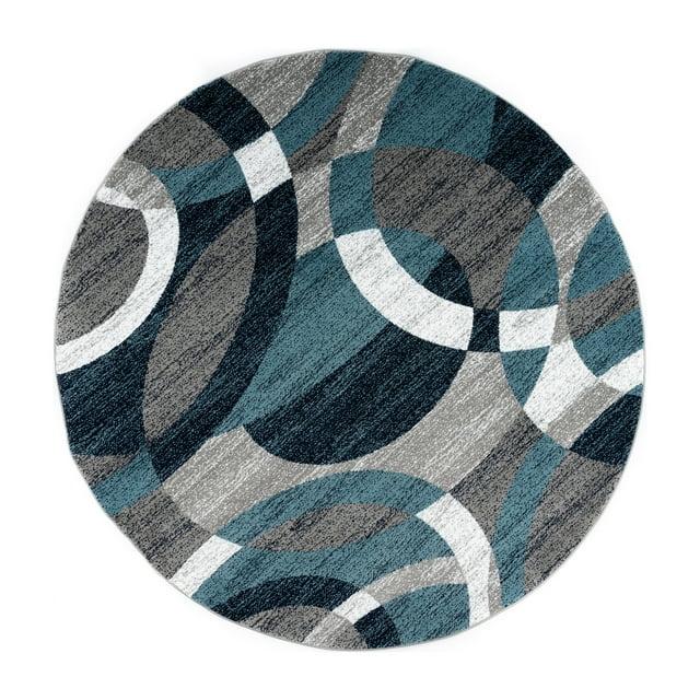World Rug Gallery Geometric Circles Blue 6'6" Round Rug