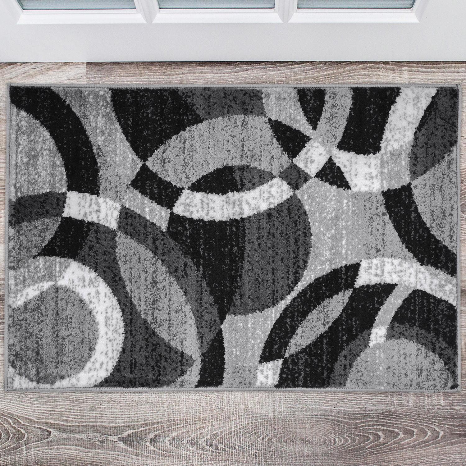World Rug Gallery Geometric Circles Gray 2' x 3' Area Rug