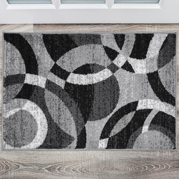 World Rug Gallery Geometric Circles Gray 2' x 3' Area Rug