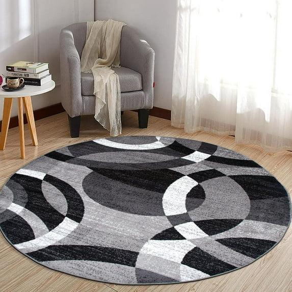 World Rug Gallery Geometric Circles Gray 6'6" Round Rug