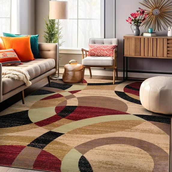 World Rug Gallery Geometric Circles Multi 7'10" x 10'2" Indoor Area Rug