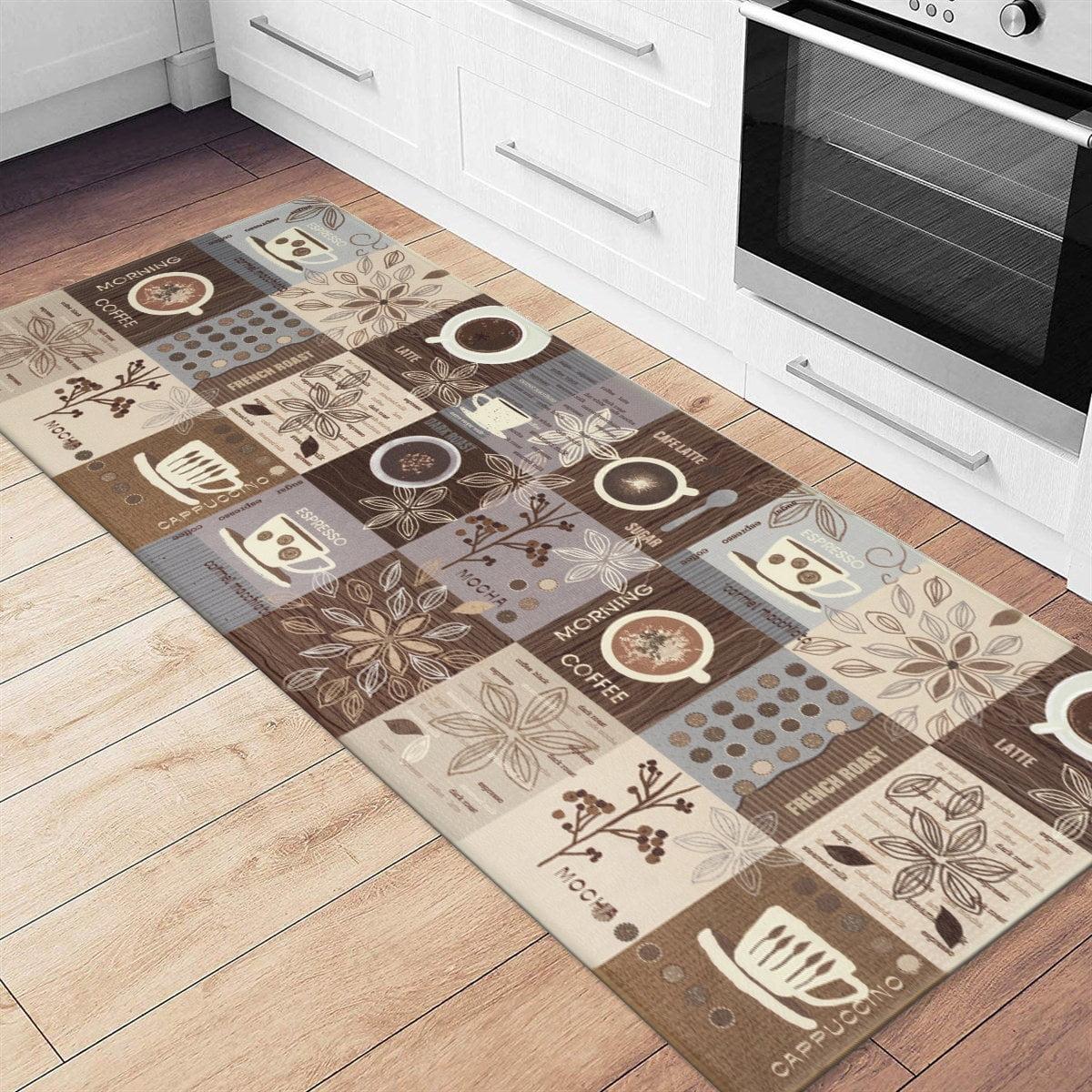 Brown Coffee Themed Anti-Fatigue Kitchen Mat 18" x 47"