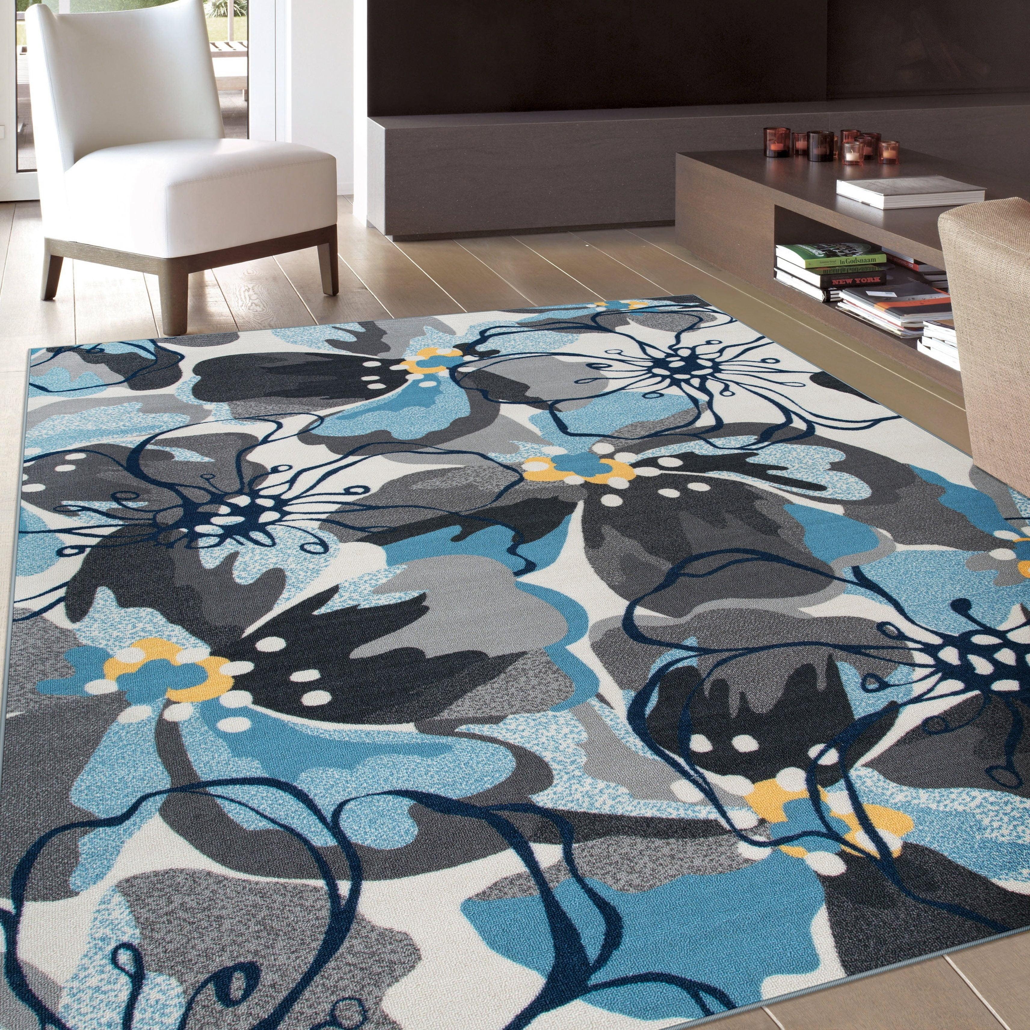 World Rug Gallery Modern Floral Non-Slip (Non-skid) Area Rug