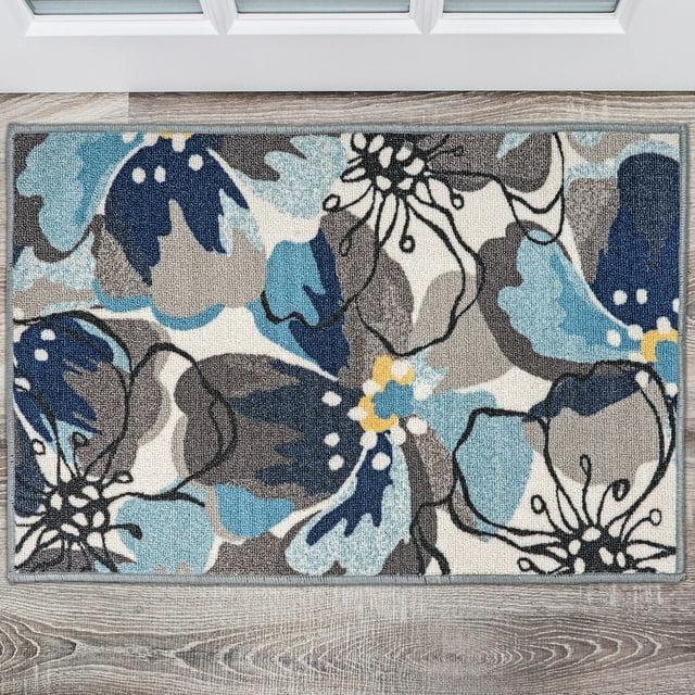World Rug Gallery Modern Floral Non-Slip (Non-skid) Indoor Area Rug - Gray 20" x 30"