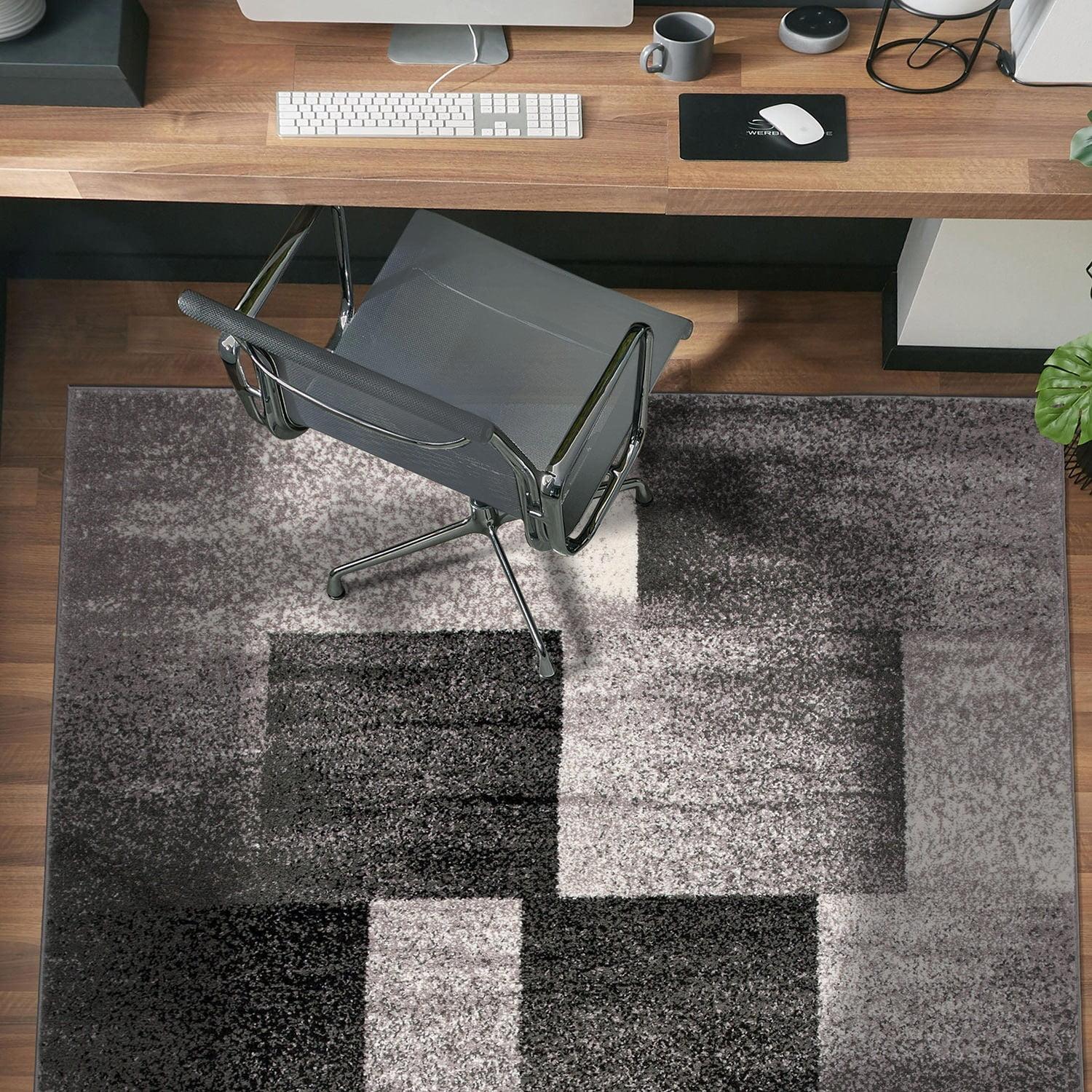 World Rug Gallery Contemporary Modern Geometric Boxes Area Rug - Gray 7'10" x 10'