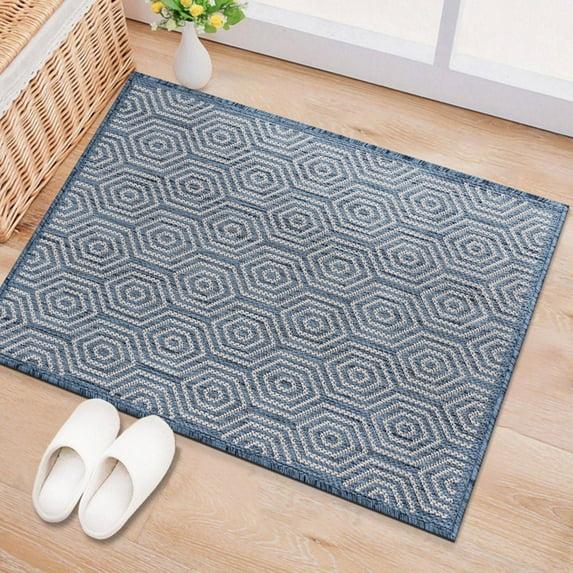 World Rug Gallery Modern Geometric Textured Flat Weave Indoor/Outdoor Area Rug - BLUE 2'x3'