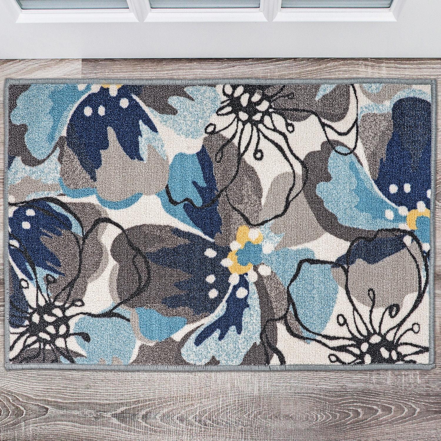 World Rug Gallery Modern Floral Non-Slip (Non-skid) Indoor Area Rug - Gray 20" x 30"