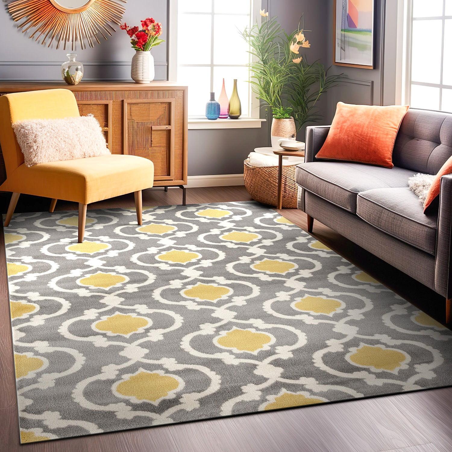 World Rug Gallery Moroccan Trellis Contemporary Area Rug - Yellow gray 7'10" x 10'2"