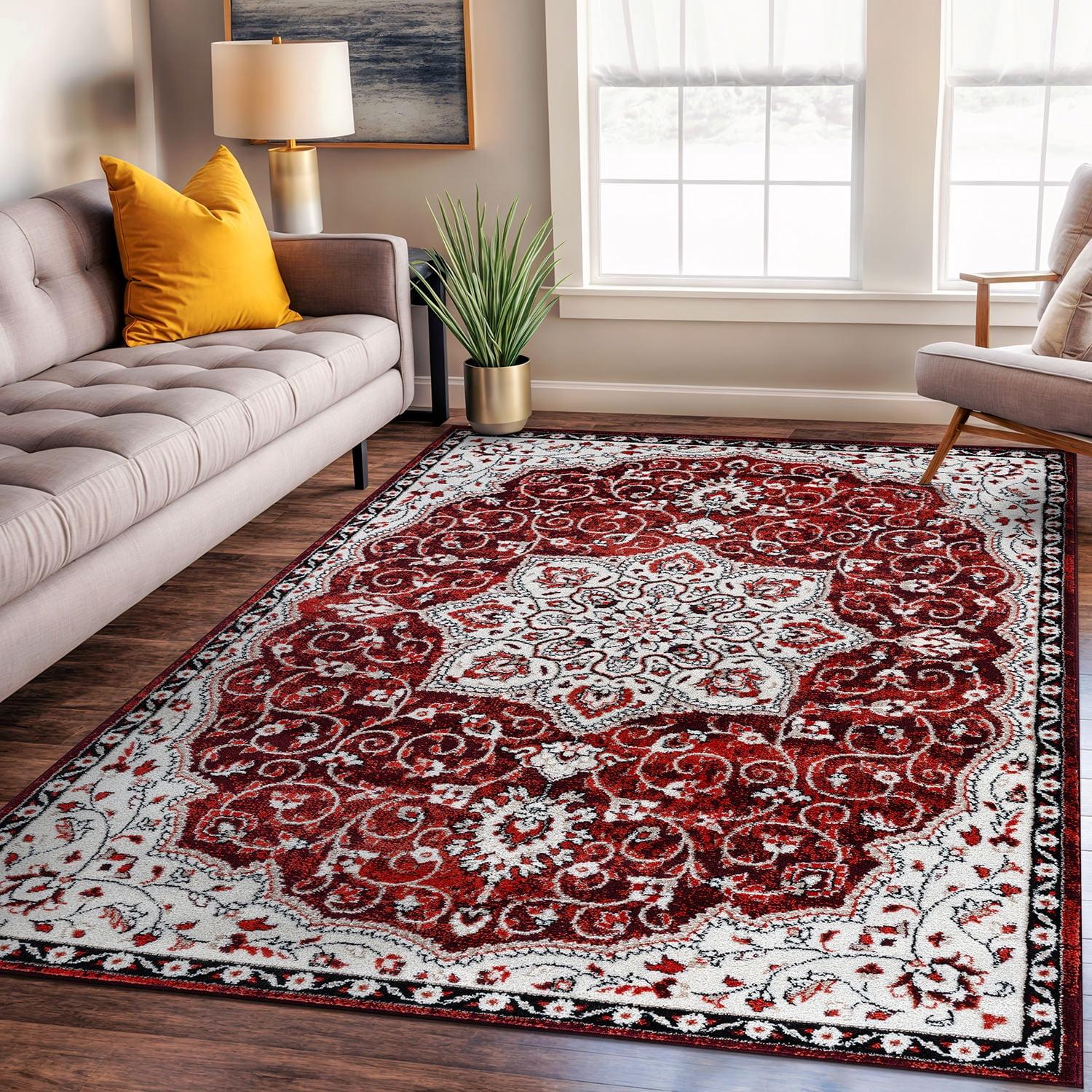 World Rug Gallery Traditional Medallion Area Rug - RED 5' X 7'