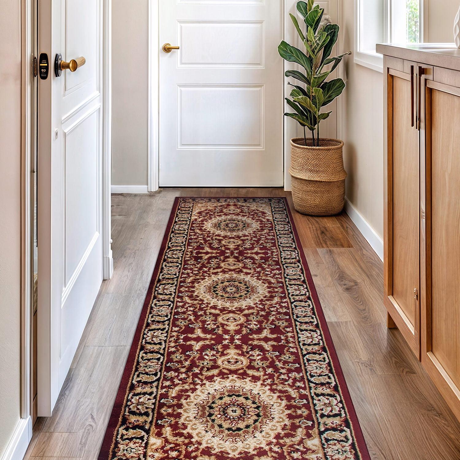 World Rug Gallery Traditional Oriental Medallion Area Rug - BURGUNDY 2'7"x6'