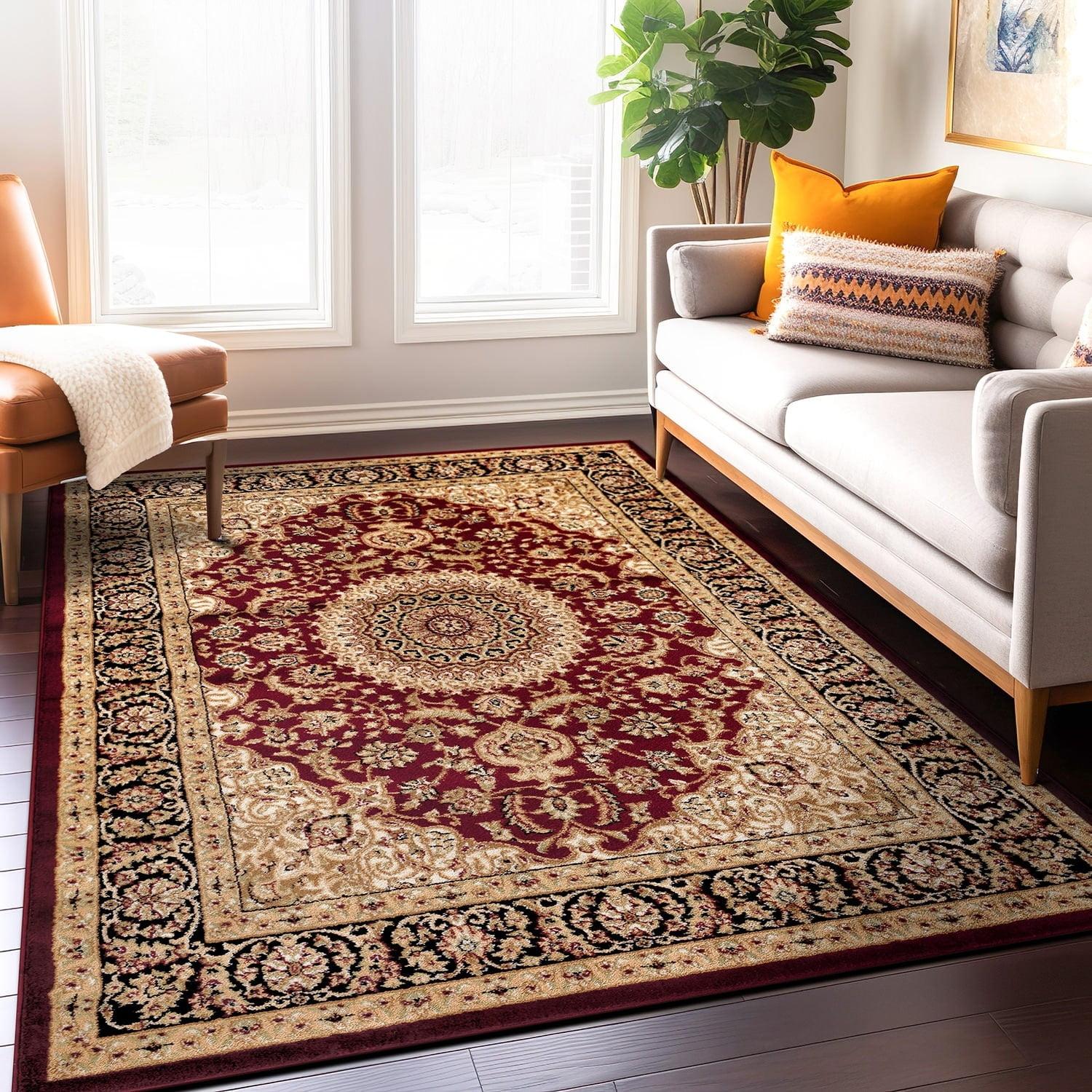 World Rug Gallery Traditional Oriental Medallion Area Rug - Burgundy 7'10" x 10'2"