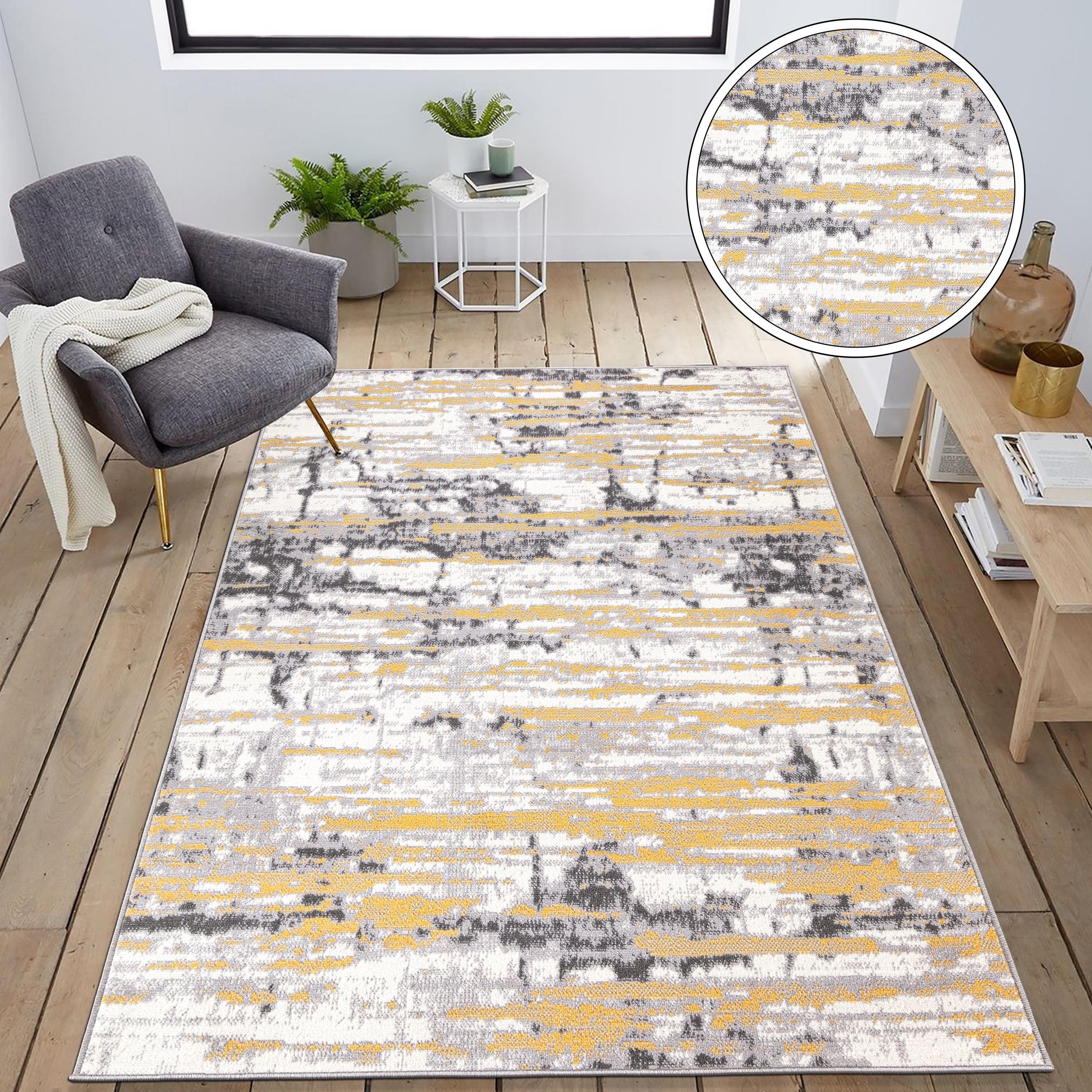 World Rug Gallery Vintage Abstract Modern Area Rug - Yellow 7'10" x 10'