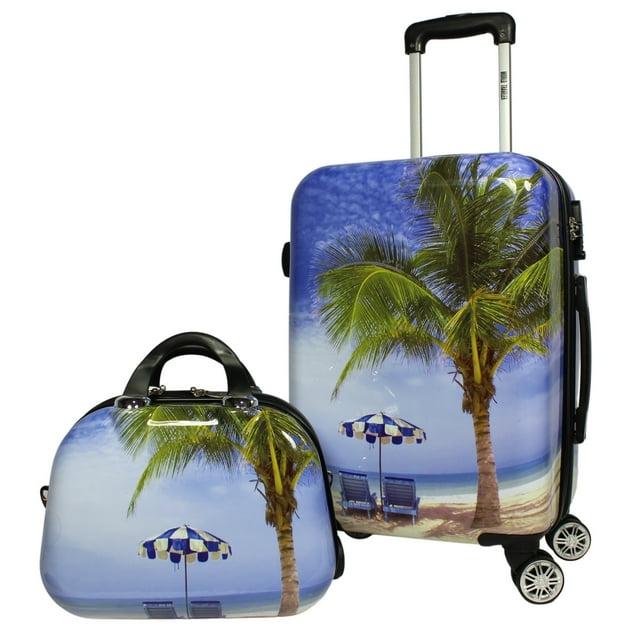 World Traveler Palm Tree 2-Piece Hardside Carry-On Spinner Luggage Set