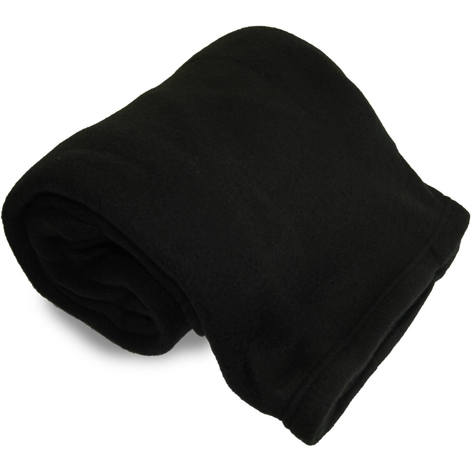 Black Lightweight Microfleece Travel Throw Blanket 50x60 Inch