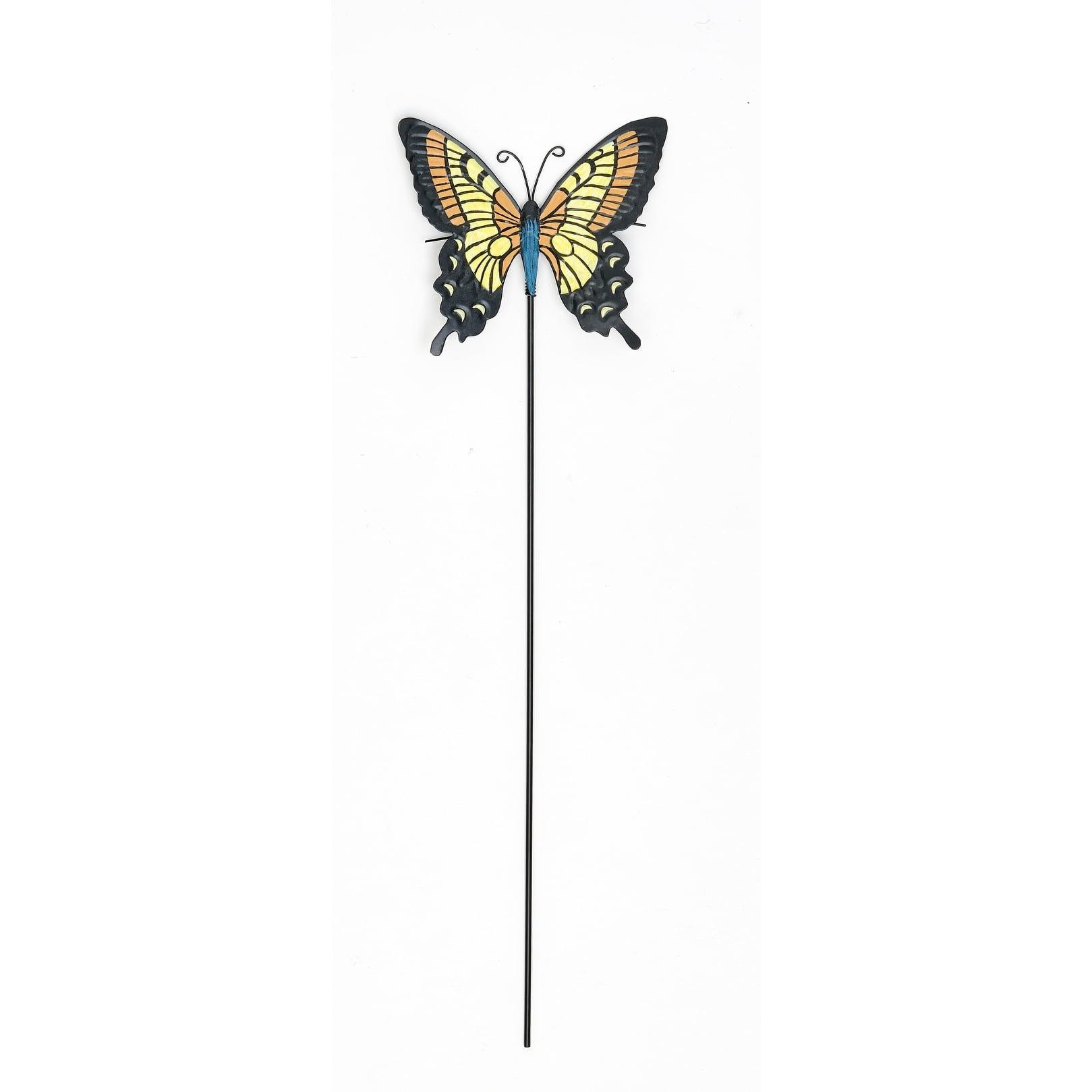 21" Yellow and Black Metal Butterfly Garden Stake