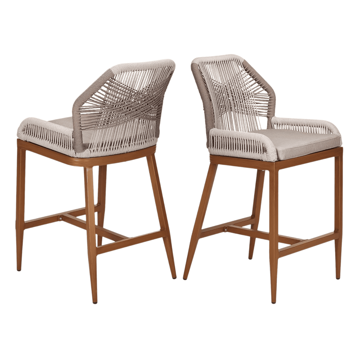 George Oliver 2 Pack Counter Height Bar Stools , Sponge Outdoor High Stool Set, Home Back Dining Chair With Backrest And Arm-Gray