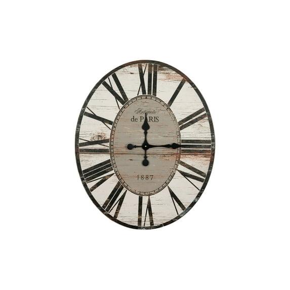 Woven Paths 29" Oval Distressed White Wood Wall Clock