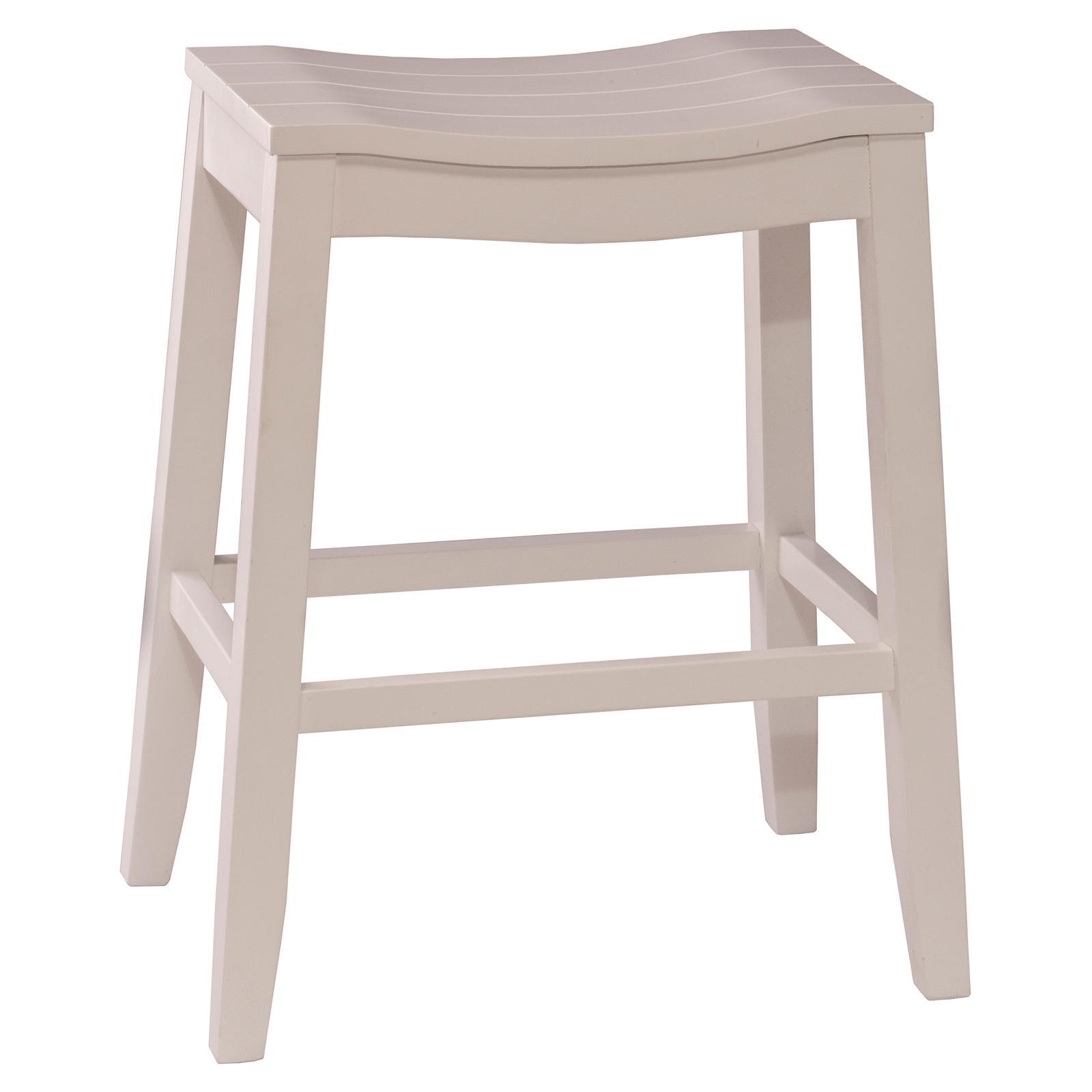 30" White Wood Backless Saddle Bar Stool