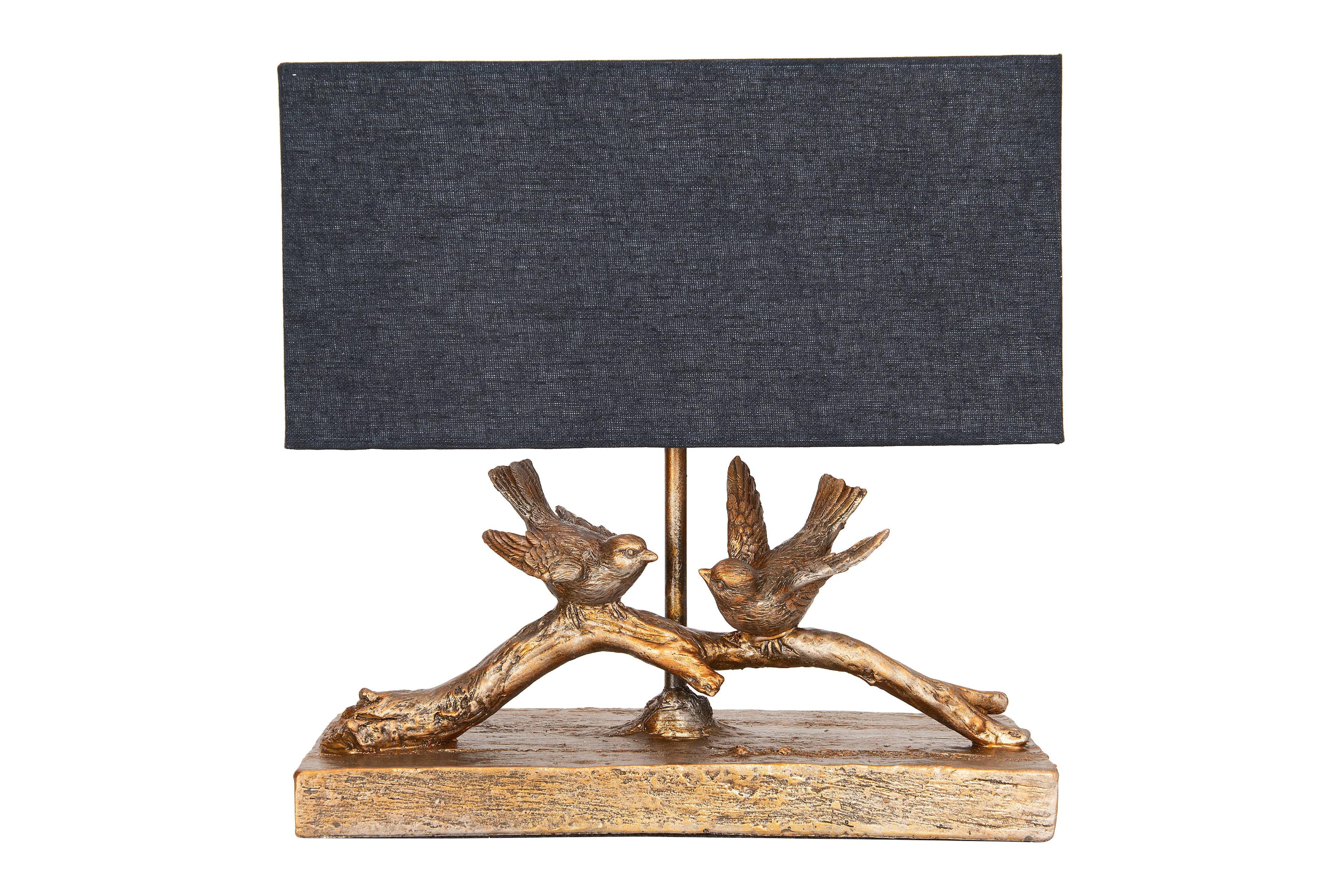 Storied Home Rustic Resin Bird Table Lamp with Rectangle Shade