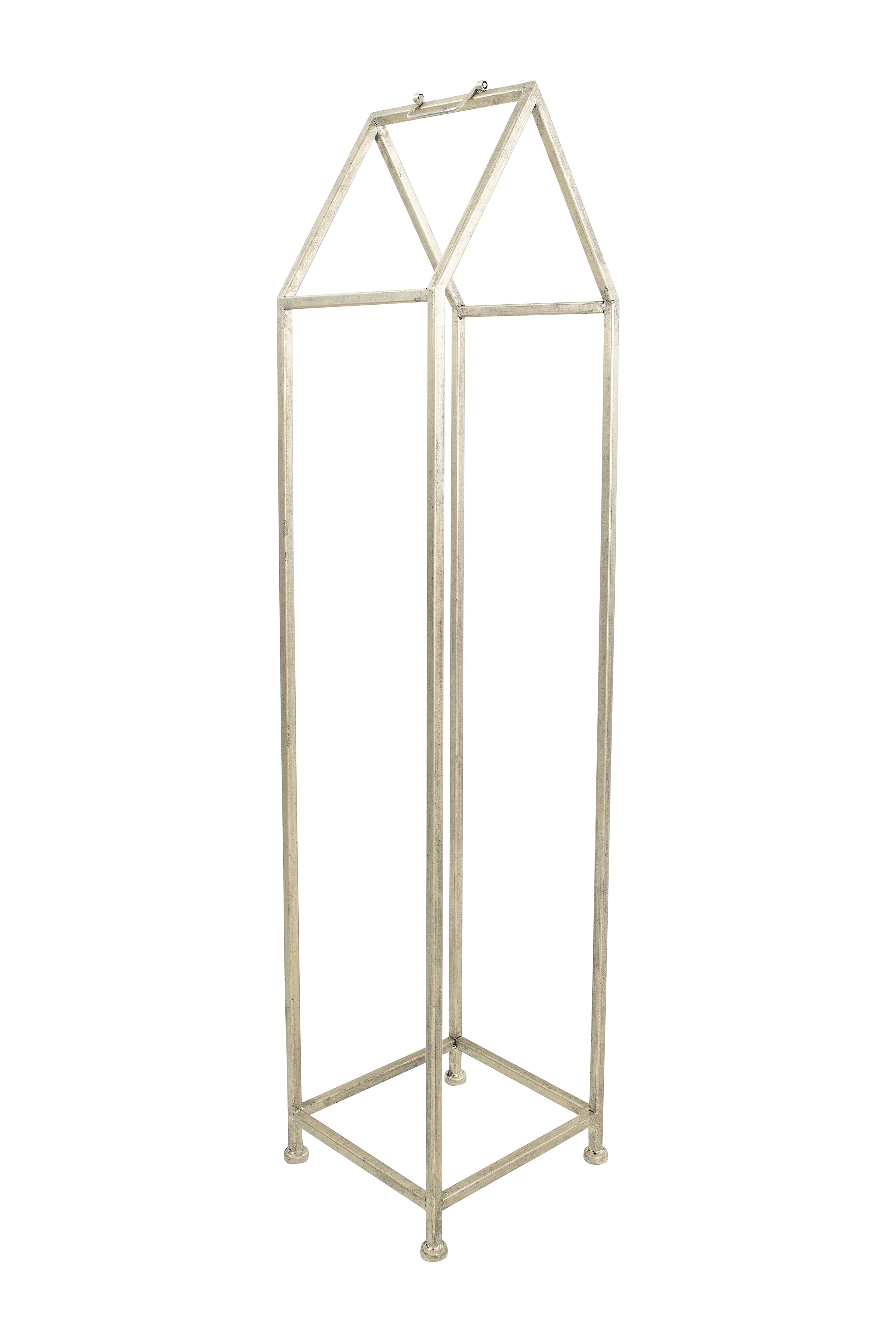 Storied Home Metal House Shaped Fire Wood Holder with Handle, Nickel