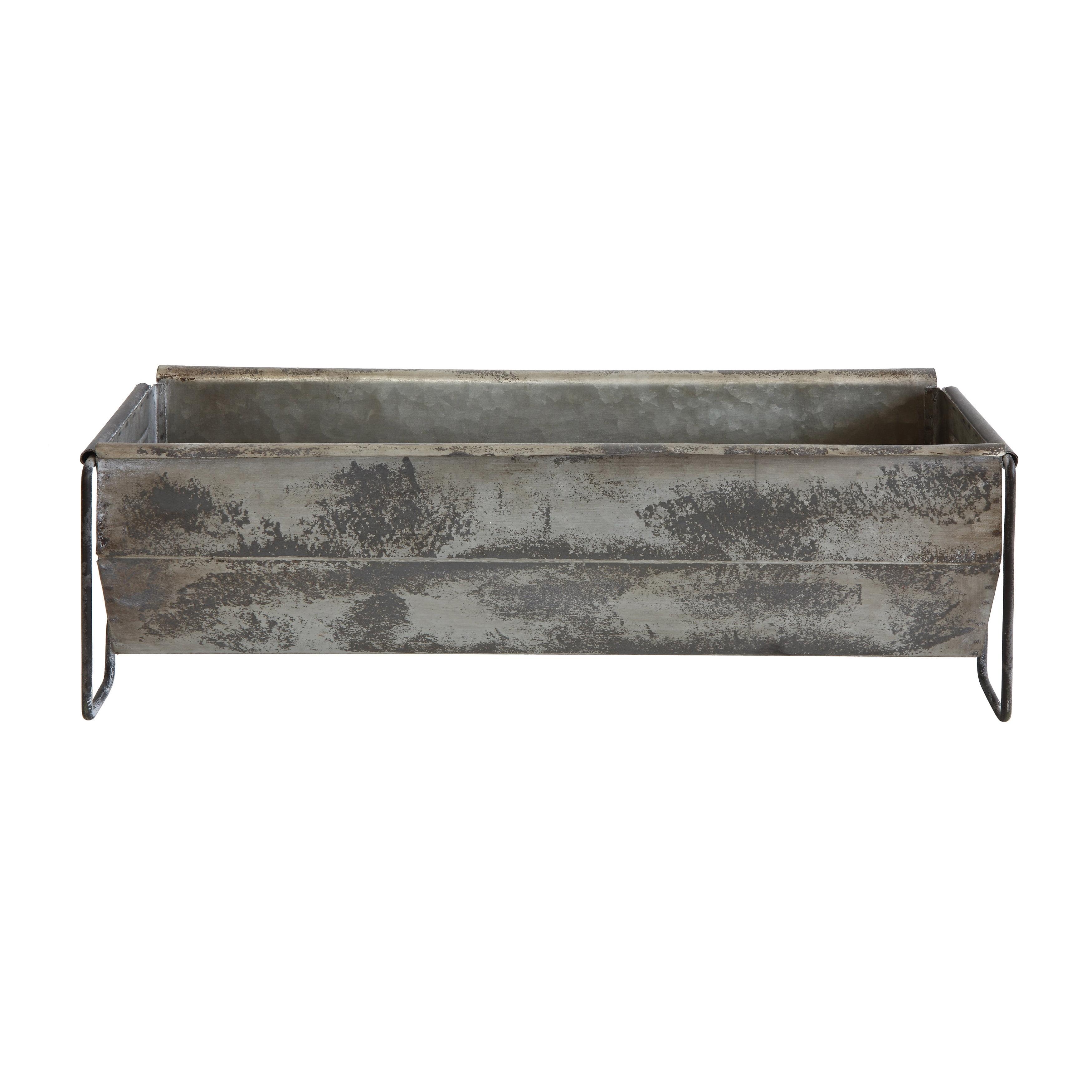 Rustic Farmhouse Metal Trough with Contemporary Legs and Distressed Zinc Finish