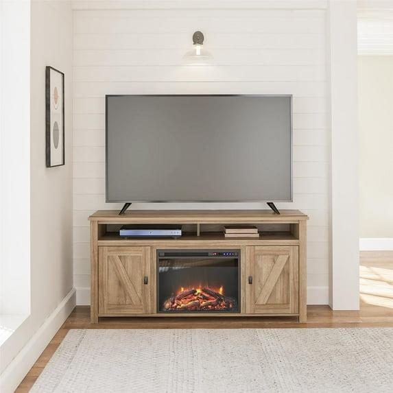 Ameriwood Home Farmington Electric Fireplace Space Heater TV Console for TVs up to 60", Natural