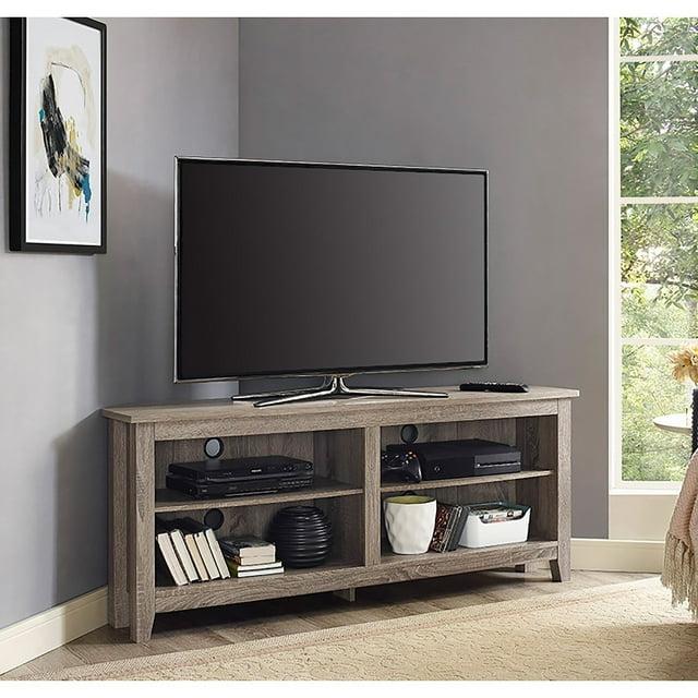Woven Paths Transitional Corner TV Stand for TVs up to 65", Driftwood