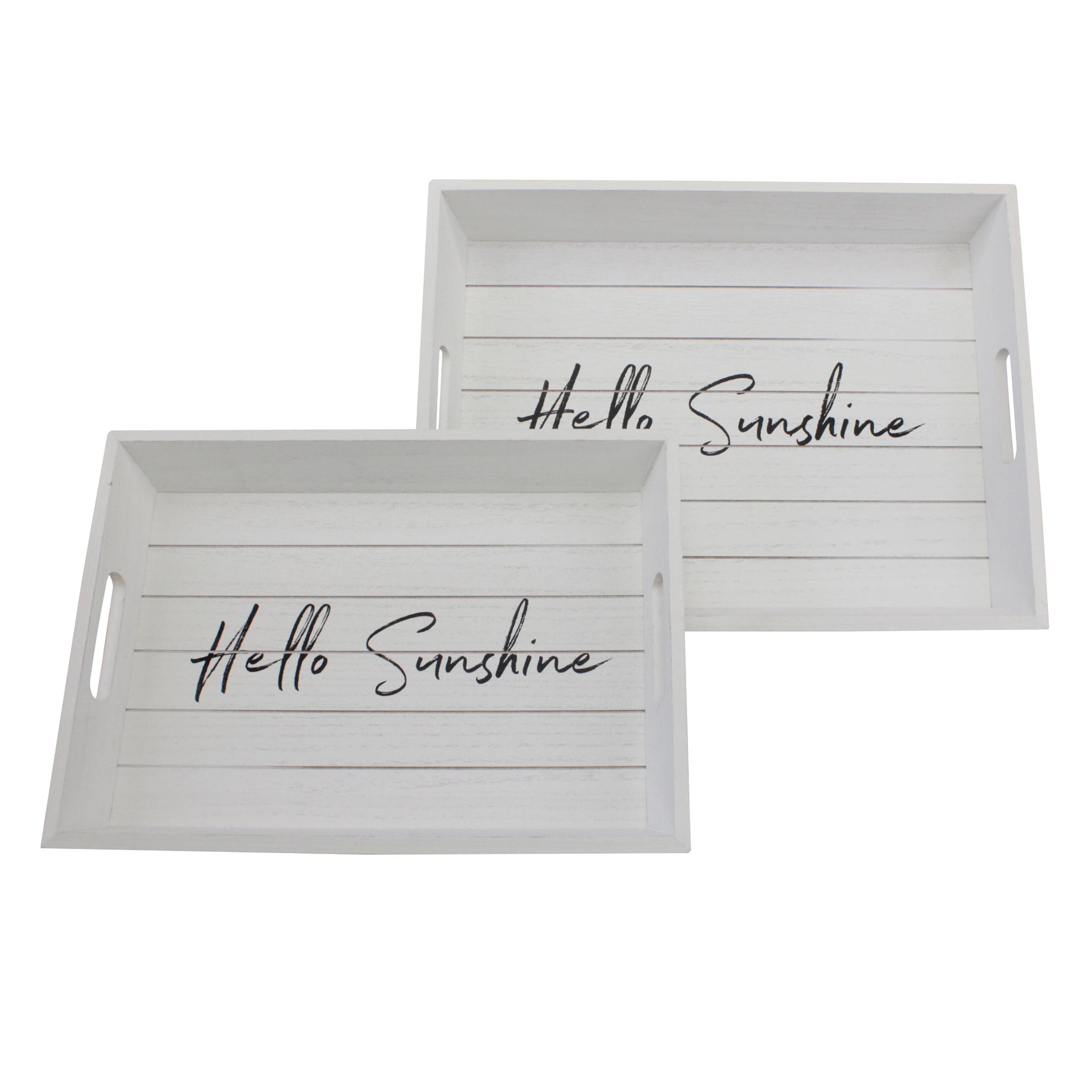 Hello Sunshine Vintage White Wooden Serving Tray Set