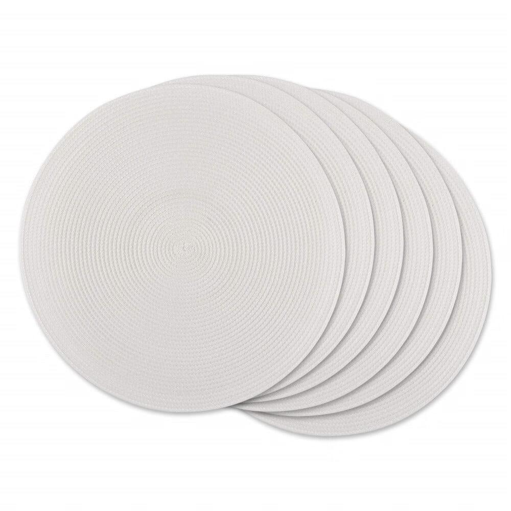 DII Solid Woven Placemat Set 6 Piece, White, 15" Dia