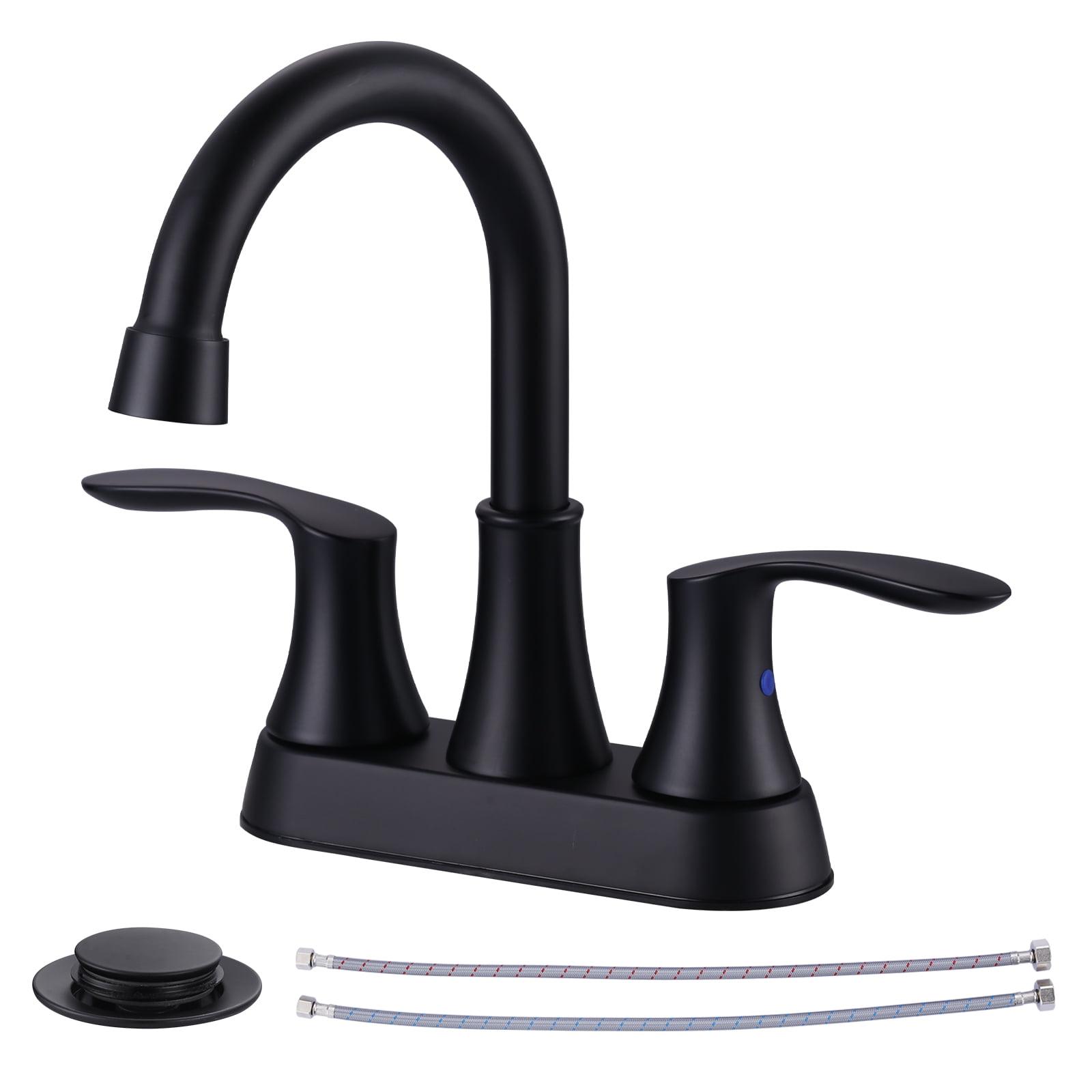 4-Inch Centerset Dual Handle 3-Hole Bathroom Sink Faucet With Pop-Up Drain