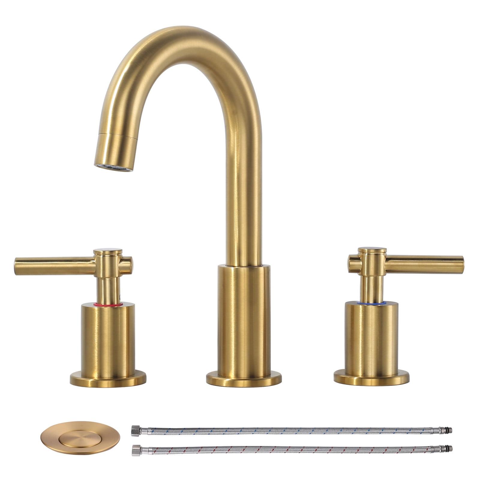 8 in. Brushed Gold Double Handle High Arc Bathroom Faucet