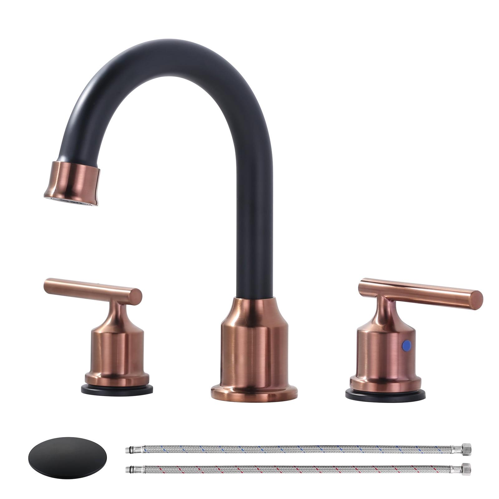 Rose Gold and Matte Black Stainless Steel Double Handle Bathroom Faucet